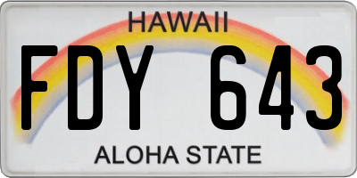 HI license plate FDY643