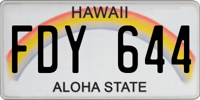 HI license plate FDY644