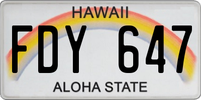 HI license plate FDY647