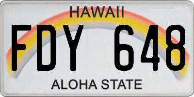 HI license plate FDY648