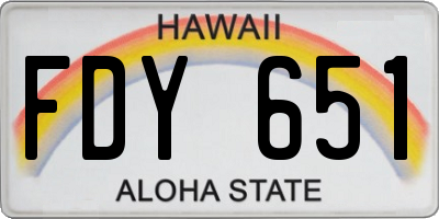 HI license plate FDY651