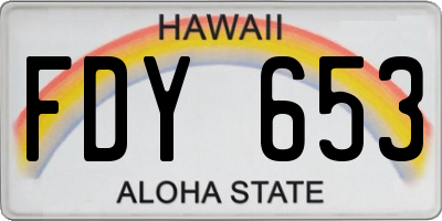 HI license plate FDY653