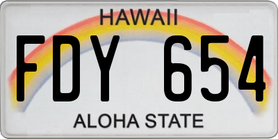 HI license plate FDY654