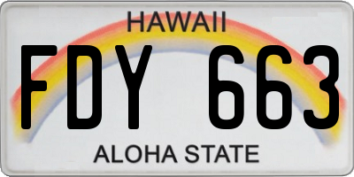 HI license plate FDY663
