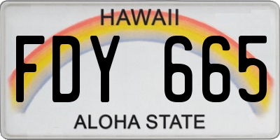 HI license plate FDY665