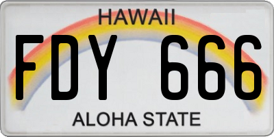 HI license plate FDY666