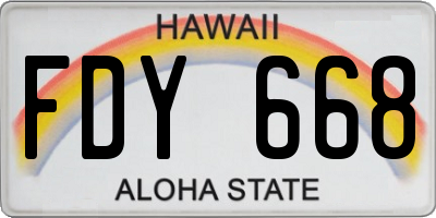 HI license plate FDY668