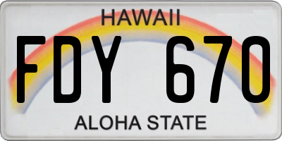HI license plate FDY670