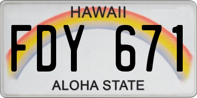 HI license plate FDY671