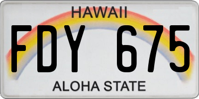 HI license plate FDY675
