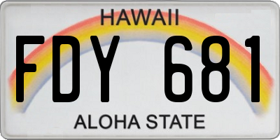 HI license plate FDY681
