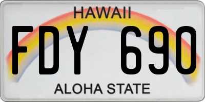 HI license plate FDY690