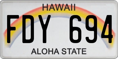 HI license plate FDY694