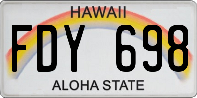 HI license plate FDY698