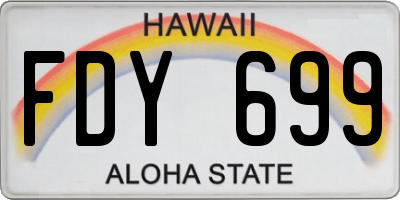 HI license plate FDY699