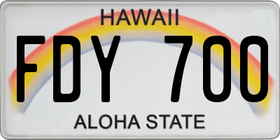 HI license plate FDY700