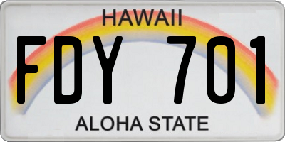 HI license plate FDY701