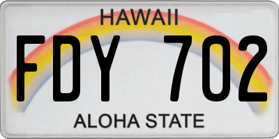 HI license plate FDY702