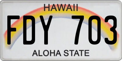 HI license plate FDY703