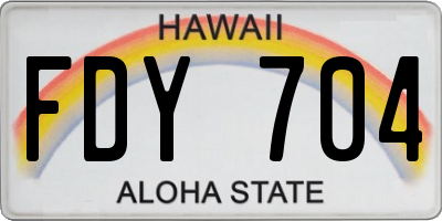 HI license plate FDY704