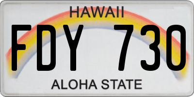 HI license plate FDY730