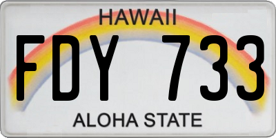 HI license plate FDY733
