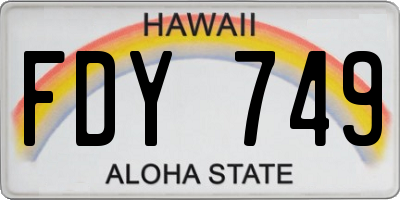 HI license plate FDY749