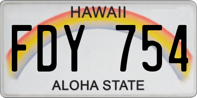 HI license plate FDY754
