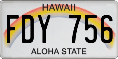 HI license plate FDY756