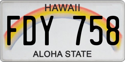 HI license plate FDY758