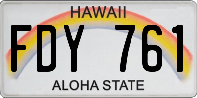 HI license plate FDY761