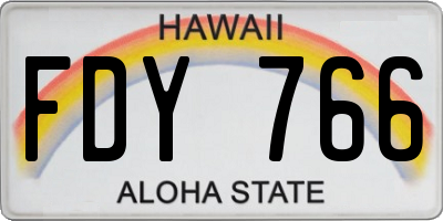 HI license plate FDY766