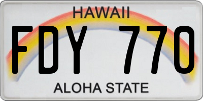 HI license plate FDY770