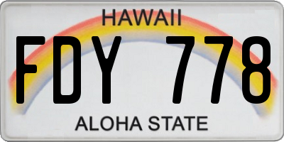 HI license plate FDY778