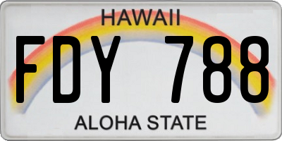 HI license plate FDY788