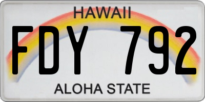 HI license plate FDY792