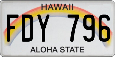 HI license plate FDY796