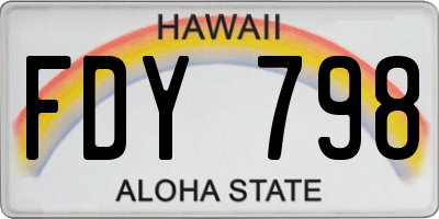 HI license plate FDY798