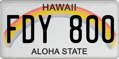 HI license plate FDY800