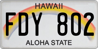 HI license plate FDY802