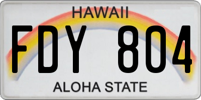 HI license plate FDY804