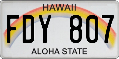 HI license plate FDY807