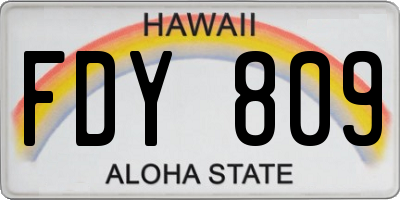 HI license plate FDY809