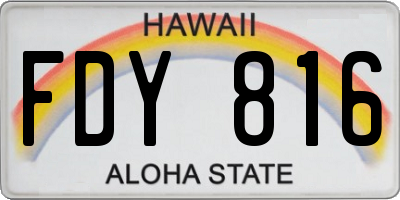 HI license plate FDY816