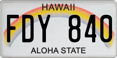 HI license plate FDY840