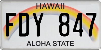 HI license plate FDY847