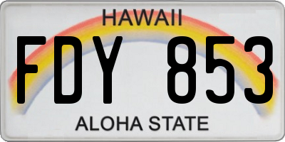 HI license plate FDY853