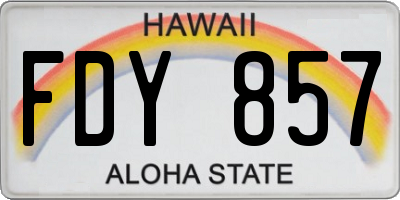 HI license plate FDY857