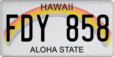 HI license plate FDY858