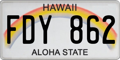 HI license plate FDY862